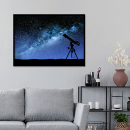 Plakat w ramie Teleskop na tle nieba pełnego gwiazd