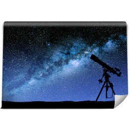 Fototapeta Teleskop na tle nieba pełnego gwiazd