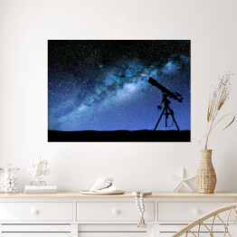 Plakat samoprzylepny Teleskop na tle nieba pełnego gwiazd