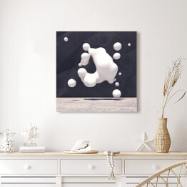 Obraz na płótnie Abstrakcyjne tło z nieregularnym kształtem i jasnymi kulami 3D