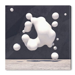 Obraz na płótnie Abstrakcyjne tło z nieregularnym kształtem i jasnymi kulami 3D