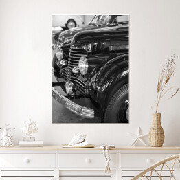 Plakat samoprzylepny Czeski stary samochód - czarno białe zdjęcie