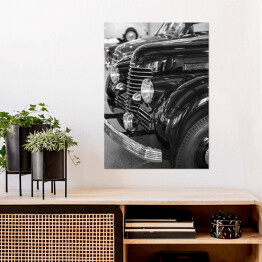 Plakat samoprzylepny Czeski stary samochód - czarno białe zdjęcie