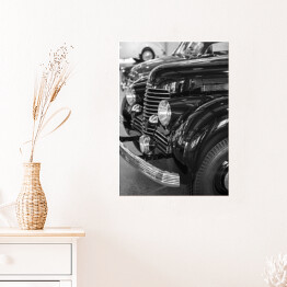 Plakat Czeski stary samochód - czarno białe zdjęcie