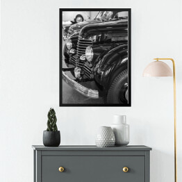 Obraz w ramie Czeski stary samochód - czarno białe zdjęcie