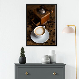 Obraz w ramie Obraz z kawą - ziarna, po zmieleniu oraz po zaparzeniu