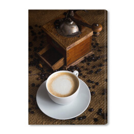 Obraz na płótnie Obraz z kawą - ziarna, po zmieleniu oraz po zaparzeniu