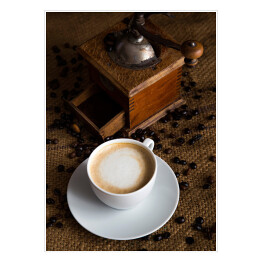 Plakat Obraz z kawą - ziarna, po zmieleniu oraz po zaparzeniu