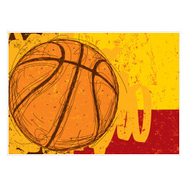 Ilustracja w ciepłych barwach - piłka do koszykówki