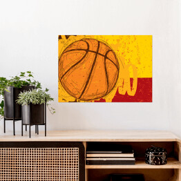 Plakat samoprzylepny Ilustracja w ciepłych barwach - piłka do koszykówki