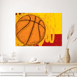 Plakat samoprzylepny Ilustracja w ciepłych barwach - piłka do koszykówki