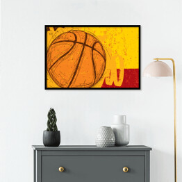 Plakat w ramie Ilustracja w ciepłych barwach - piłka do koszykówki
