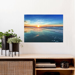 Plakat Zachód słońca na piaszczystej plaży