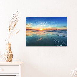 Plakat Zachód słońca na piaszczystej plaży