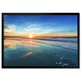 Plakat w ramie Zachód słońca na piaszczystej plaży