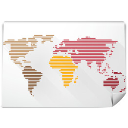 Mapa świata utworzona z linii w pastelowych kolorach z długimi cieniami