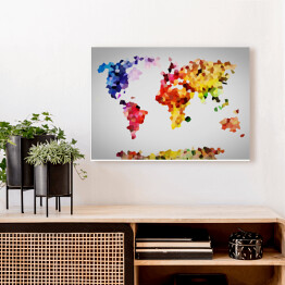 Obraz na płótnie Kolorowa mapa świata utworzona z wielokątów