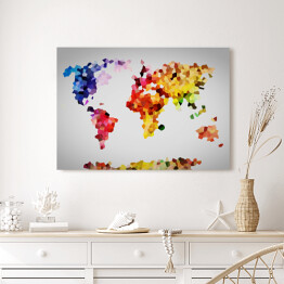 Obraz na płótnie Kolorowa mapa świata utworzona z wielokątów