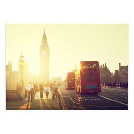 Plakat samoprzylepny Most Westminster o zachodzie słońca, Londyn, Wielka Brytania