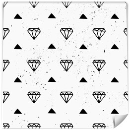 Tapeta w rolce Czarno białe diamenty i trójkąty na białym tle