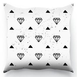 Poduszka Czarno białe diamenty i trójkąty na białym tle