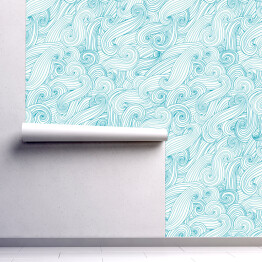 Tapeta samoprzylepna w rolce Abstrakcyjny wzór - niebiesko białe fale