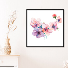 Plakat w ramie Gałązka z wiosennymi kwiatami