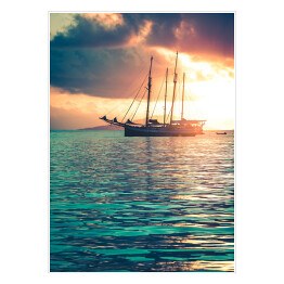Plakat samoprzylepny Rekreacyjny jacht na Oceanie Indyjskim