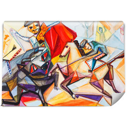 Walka byków - kolorowa ilustracja