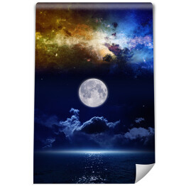 Fototapeta Pełnia księżyca na tle kolorowych mgławic