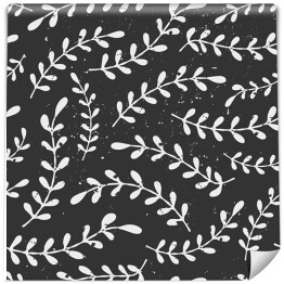 Tapeta samoprzylepna w rolce Przetarte białe gałązki z listkami na ciemnym tle