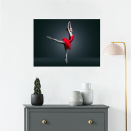 Plakat Piękna baletnica w czerwonej sukni