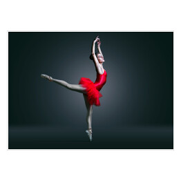 Plakat Piękna baletnica w czerwonej sukni