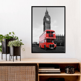 Plakat w ramie Londyński autobus przed Big Benem