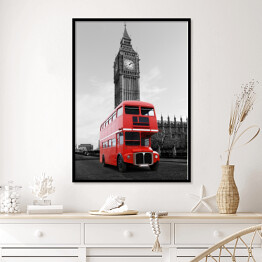 Plakat w ramie Londyński autobus przed Big Benem