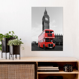 Plakat Londyński autobus przed Big Benem