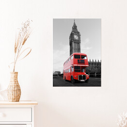 Plakat Londyński autobus przed Big Benem