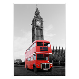 Plakat samoprzylepny Londyński autobus przed Big Benem