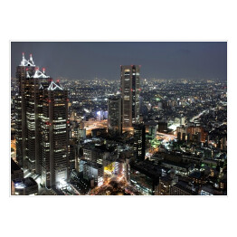 Plakat samoprzylepny Tokio - Shinjyuku, nocny widok