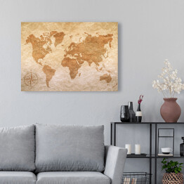 Beżowa mapa świata na jasnym tle w stylu vintage