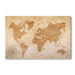 Obraz na płótnie Beżowa mapa świata na jasnym tle w stylu vintage