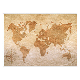 Beżowa mapa świata na jasnym tle w stylu vintage