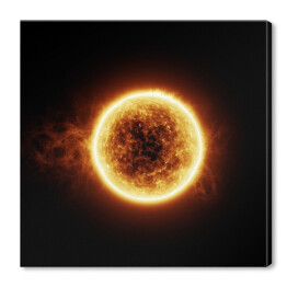 Obraz na płótnie Płonące Słońce na czarnym tle