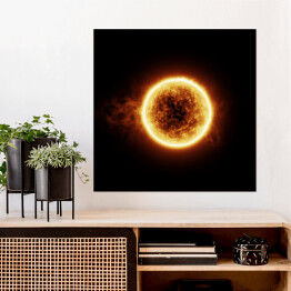 Plakat samoprzylepny Płonące Słońce na czarnym tle
