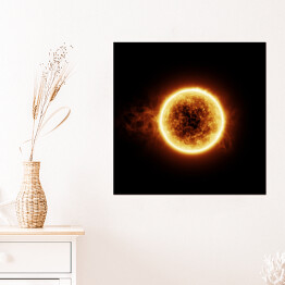 Plakat samoprzylepny Płonące Słońce na czarnym tle