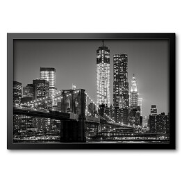Obraz w ramie Nowy Jork nocą w odcieniach czerni i bieli