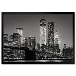 Plakat w ramie Nowy Jork nocą w odcieniach czerni i bieli