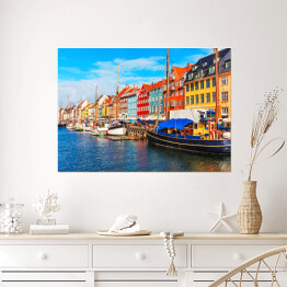 Plakat Nyhavn w słoneczny dzień, Kopenhaga, Dania