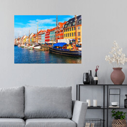 Plakat Nyhavn w słoneczny dzień, Kopenhaga, Dania
