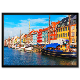 Plakat w ramie Nyhavn w słoneczny dzień, Kopenhaga, Dania